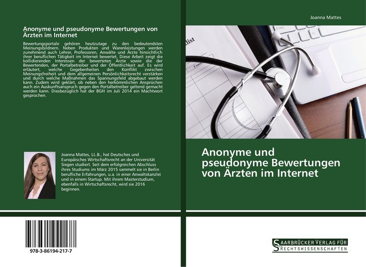 Produktbild: Anonyme und pseudonyme Bewertungen von &Auml;rzten im Internet