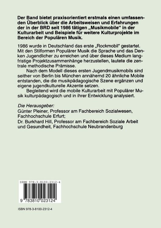 Produktbild: Musikmobile, Kulturarbeit und Popul&auml;re Musik