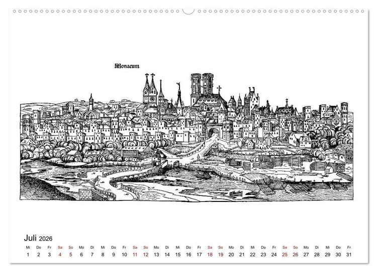 Produktbild: Schedelsche Weltchronik Deutsche St&auml;dte 1493 (Wandkalender 2026 DIN A2 quer), CALVENDO Monatskalender