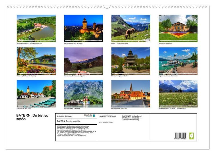 Produktbild: BAYERN, Du bist so sch&ouml;n (Wandkalender 2026 DIN A2 quer), CALVENDO Monatskalender