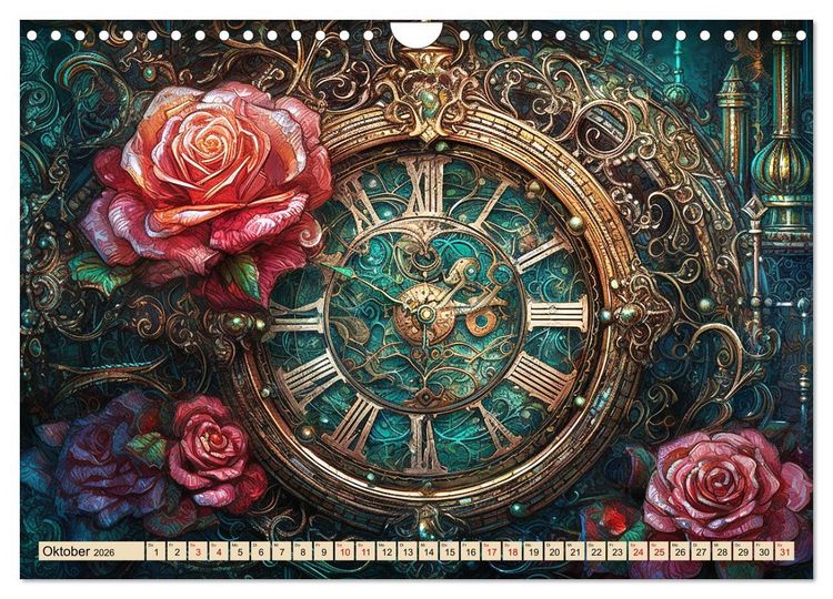 Produktbild: Floraler Steampunk (Wandkalender 2026 DIN A4 quer), CALVENDO Monatskalender