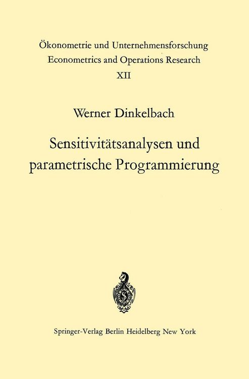 Produktbild: Sensitivit&auml;tsanalysen und parametrische Programmierung