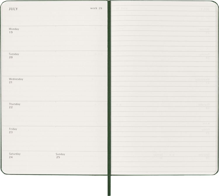 Produktbild: Moleskine 12 Monate Wochen Notizkalender 2027, Large/A5, 1 Wo = 1 Seite, rechts linierte Seite, Fester Einband, Myrtengr&uuml;n