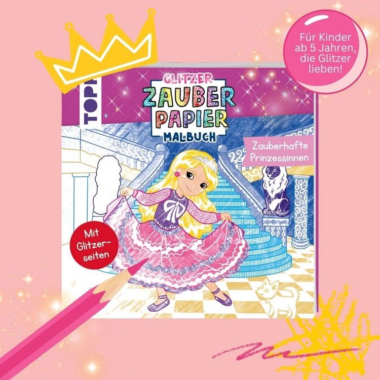 Produktbild: Glitzer Zauberpapier Malbuch Zauberhafte Prinzessinnen