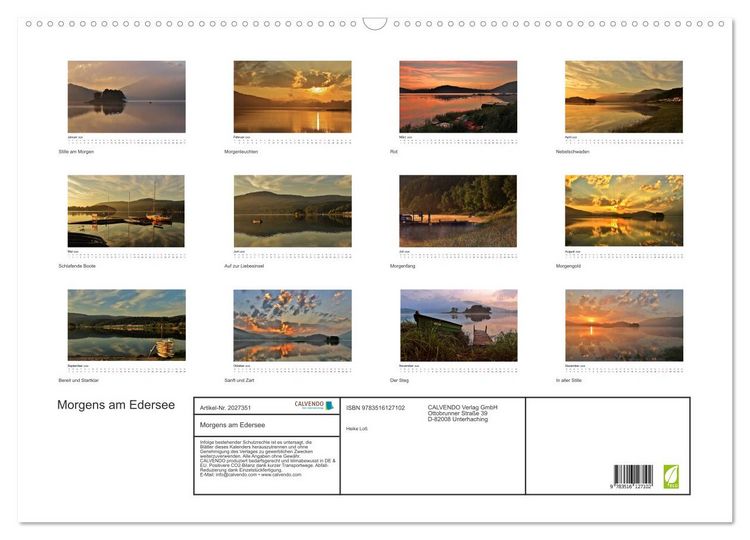 Produktbild: Morgens am Edersee (Wandkalender 2026 DIN A2 quer), CALVENDO Monatskalender