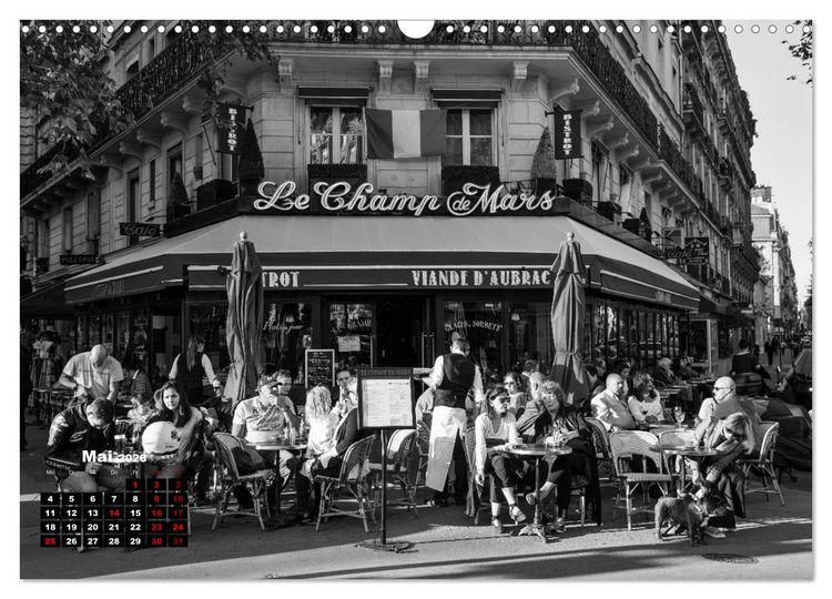 Produktbild: Paris-Impressionen in Schwarz-Wei&szlig; (Wandkalender 2026 DIN A3 quer), CALVENDO Monatskalender