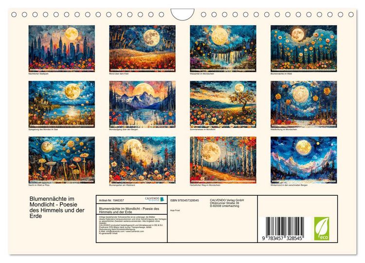 Produktbild: Blumenn&auml;chte im Mondlicht - Poesie des Himmels und der Erde (Wandkalender 2026 DIN A4 quer), CALVENDO Monatskalender