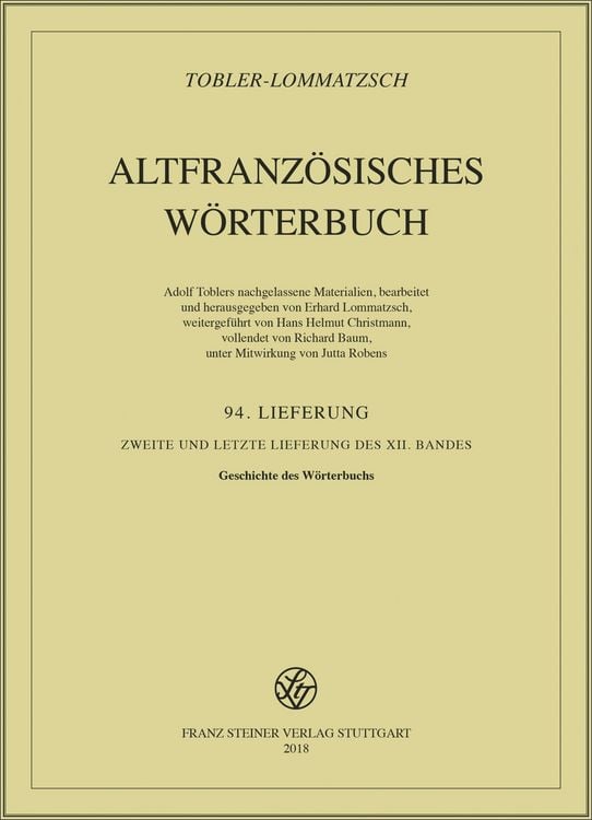 Produktbild: Altfranz&ouml;sisches W&ouml;rterbuch. Band 12. Lieferung 94
