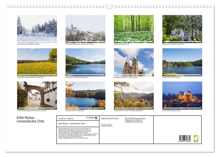 Produktbild: Eifel Reise - romantische Orte (Wandkalender 2026 DIN A2 quer), CALVENDO Monatskalender