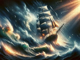 Produktbild: CALVENDO Puzzle Im Angesicht des Sturms: Ein Segelschiff trotzt den Gewalten | 1000 Teile Lege-Gr&ouml;&szlig;e 64x48cm Foto-Puzzle f&uuml;r gl&uuml;ckliche Stunden