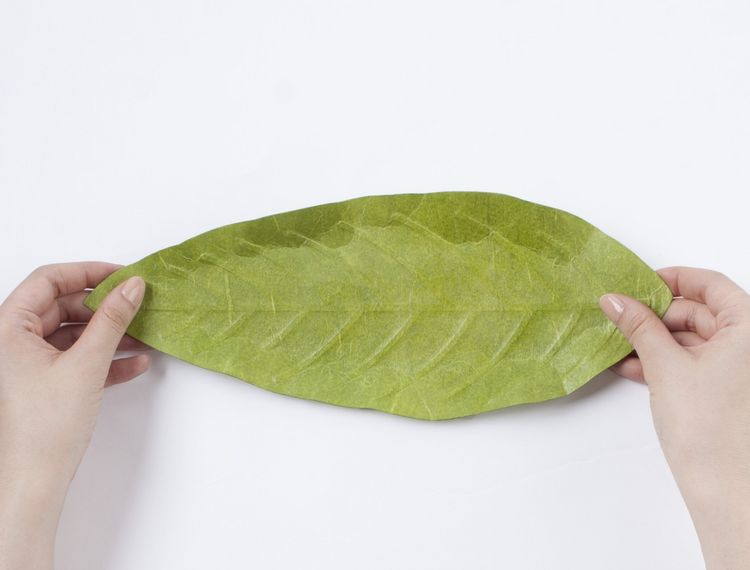 Produktbild: Flexible Hanji-Papierschale Blatt Gr&uuml;n &ndash; Ablage / Servierschale aus koreanischem Hanji-