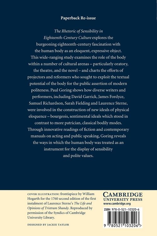 Produktbild: The Rhetoric of Sensibility in Eighteenth-Century Culture