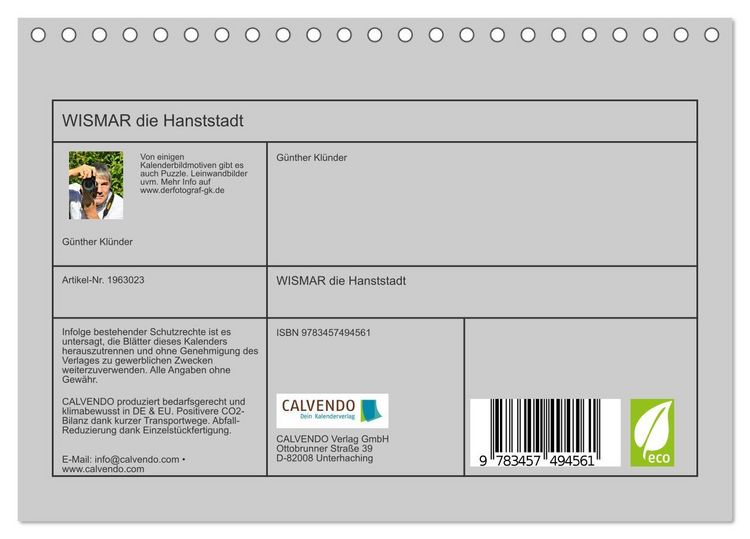 Produktbild: WISMAR die Hanststadt (Tischkalender 2026 DIN A5 quer), CALVENDO Monatskalender