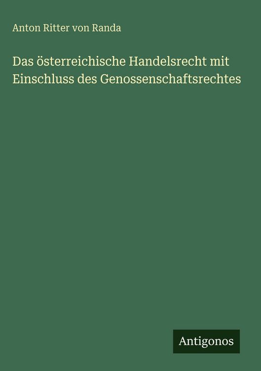 Produktbild: Das &ouml;sterreichische Handelsrecht mit Einschluss des Genossenschaftsrechtes