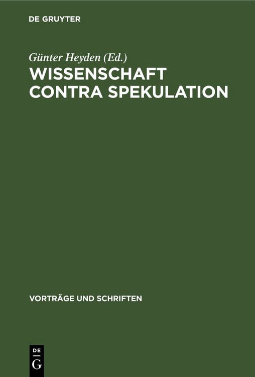 Produktbild: Wissenschaft contra Spekulation