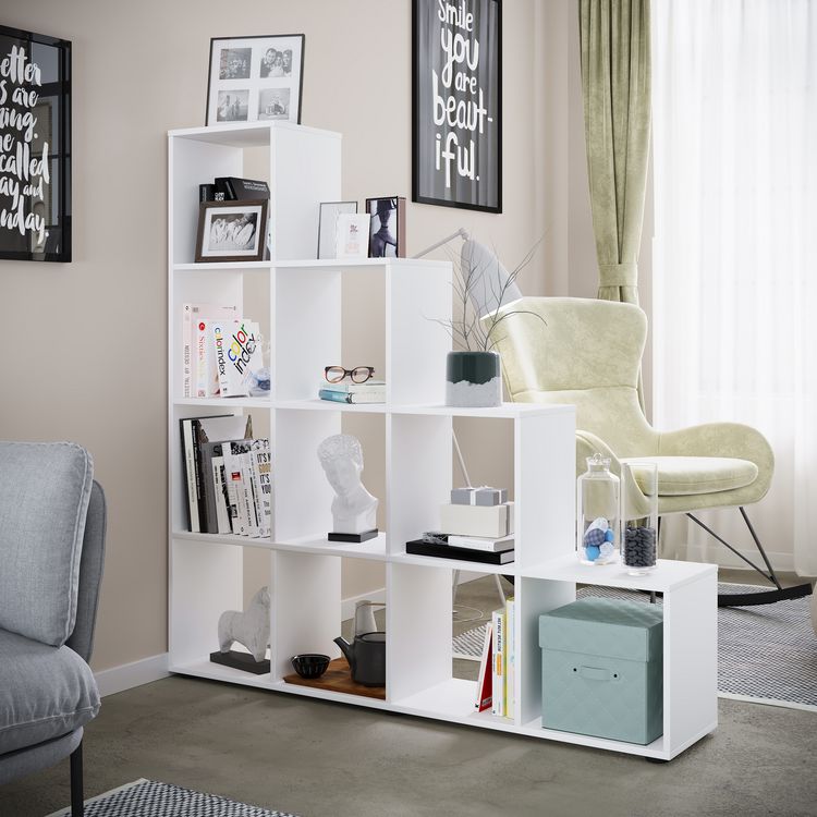 Produktbild: Holz Stand Treppenregal Regal 10 F&auml;cher Napoli