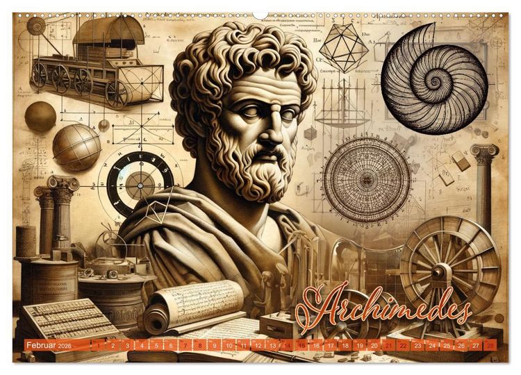 Produktbild: Genies der Geschichte - Ein KI Kalender (Wandkalender 2026 DIN A2 quer), CALVENDO Monatskalender