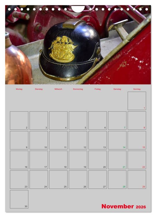 Produktbild: Alte Feuerwehrhelme - Terminplaner (Wandkalender 2026 DIN A4 hoch), CALVENDO Monatskalender