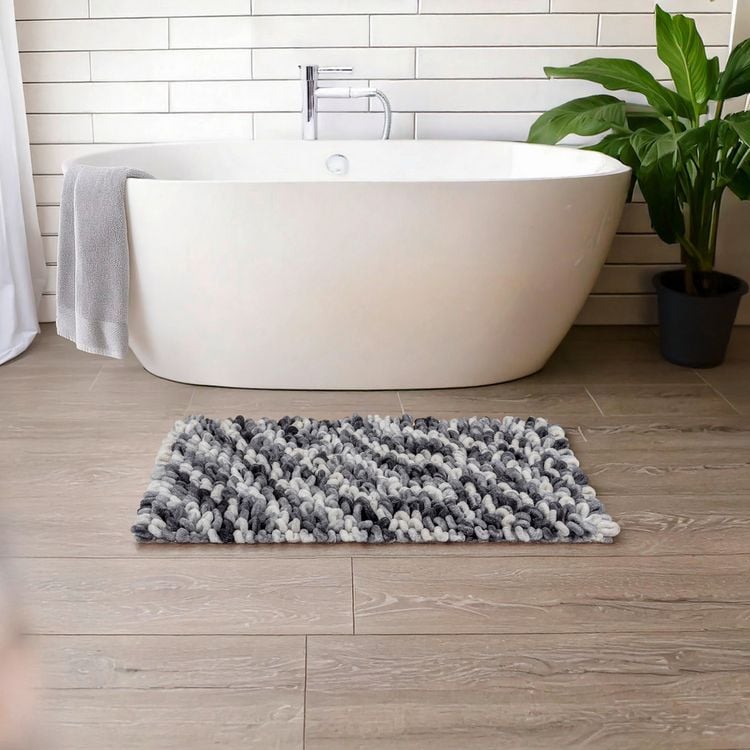 Produktbild: Badteppich Mod. Lerici, grau-blau, Polyester/Baumwolle, 60x90 cm, rutschhemmend beschichteter Rücken