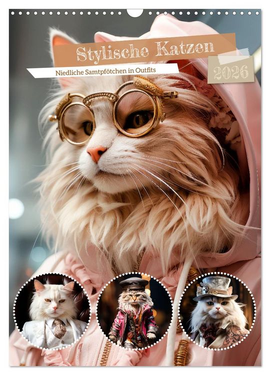 Produktbild: Stylische Katzen (Wandkalender 2026 DIN A3 hoch), CALVENDO Monatskalender