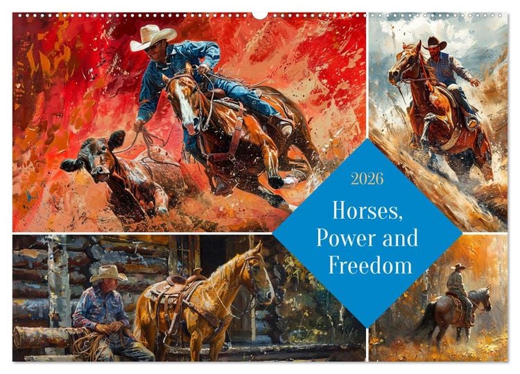 Produktbild: Horses, Power and Freedom (Wall Calendar 2026 DIN A2 landscape), CALVENDO 12 Month Wall Calendar
