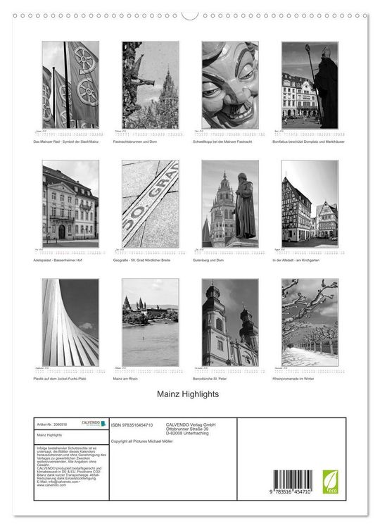 Produktbild: Mainz Highlights (hochwertiger Premium Wandkalender 2026 DIN A2 hoch), Kunstdruck in Hochglanz