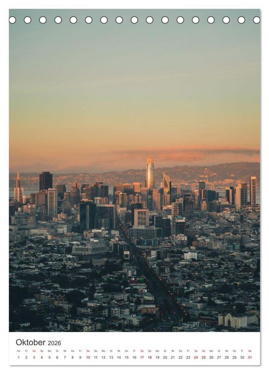 Produktbild: San Francisco - Cable Cars, Golden Gate Bridge und Lombard Street (Tischkalender 2026 DIN A5 hoch), CALVENDO Monatskalender