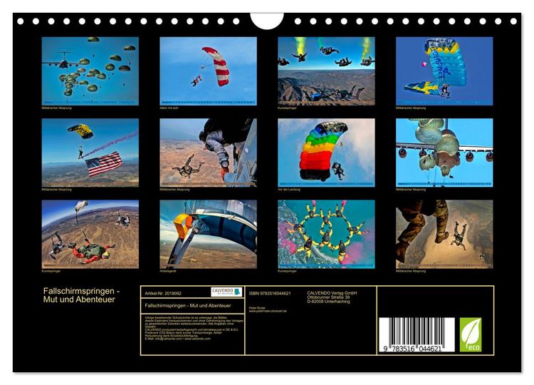 Produktbild: Fallschirmspringen - Mut und Abenteuer (Wandkalender 2026 DIN A4 quer), CALVENDO Monatskalender