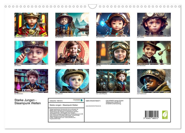 Produktbild: Starke Jungen - Steampunk Welten (Wandkalender 2026 DIN A3 quer), CALVENDO Monatskalender