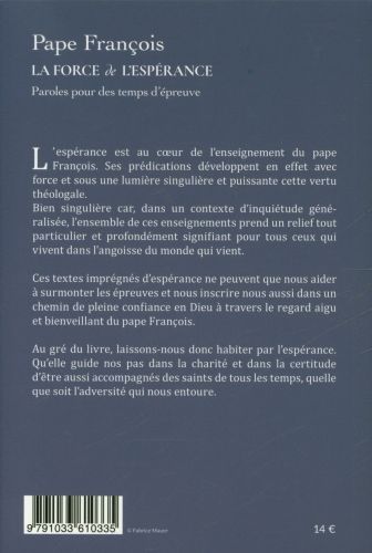 Produktbild: La force de l'esp&eacute;rance : paroles pour des temps d'&eacute;preuve