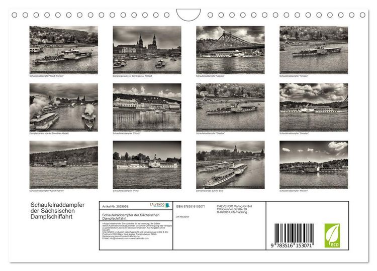 Produktbild: Schaufelraddampfer der S&auml;chsischen Dampfschiffahrt (Wandkalender 2026 DIN A4 quer), CALVENDO Monatskalender