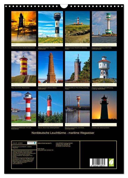 Produktbild: Norddeutsche Leuchtt&uuml;rme - maritime Wegweiser (Wandkalender 2026 DIN A3 hoch), CALVENDO Monatskalender