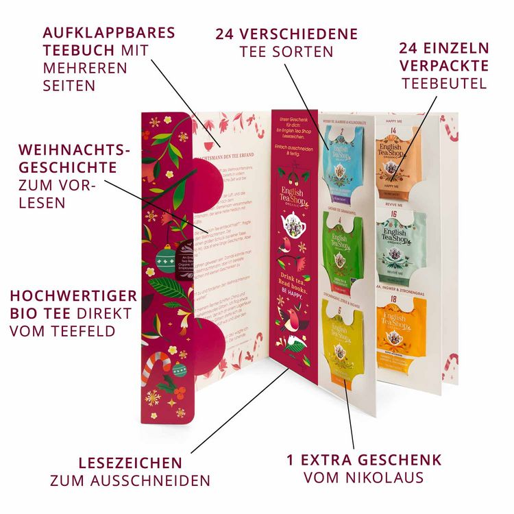 Produktbild: English Tea Shop Weihnachtsgeschichte Adventskalender mit 24 BIO Tees und Lesegeschichte