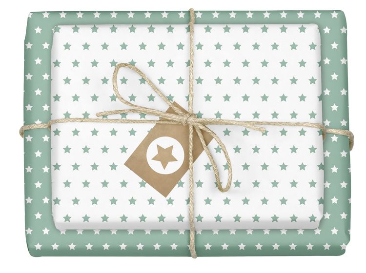 Produktbild: Geschenkpapier-Set Sterne (mint-gr&uuml;n, wei&szlig;)