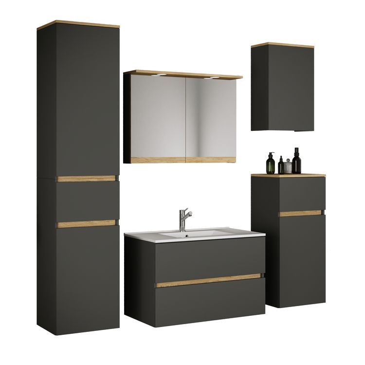 Produktbild: 6 tlg. Badm&ouml;bel-Set mit Waschbecken Cosila-I 81 cm