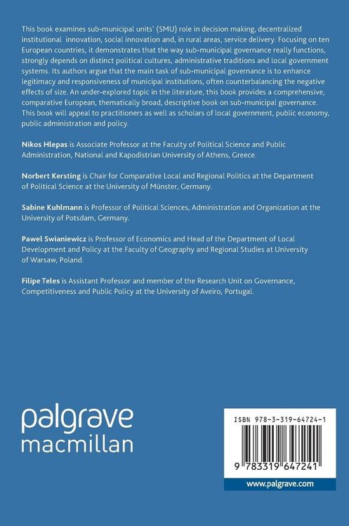 Produktbild: Sub-Municipal Governance in Europe