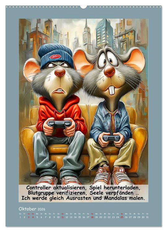 Produktbild: Rattige Jungs. Trockener, b&ouml;ser Stadtratten-Humor (hochwertiger Premium Wandkalender 2026 DIN A2 hoch), Kunstdruck in Hochglanz