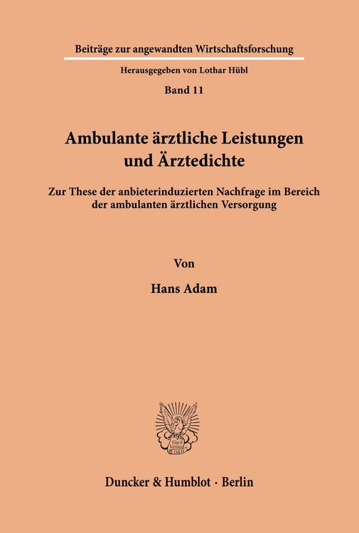 Produktbild: Ambulante &auml;rztliche Leistungen und &Auml;rztedichte.