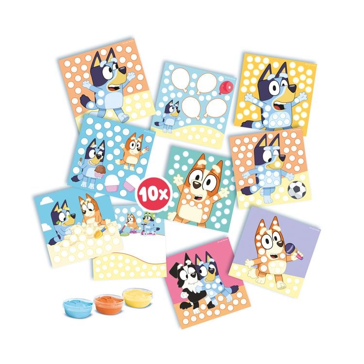 Produktbild: SES Creative Malset Bluey Fingerabdruck Kunstwerk mit 10 Vorlagen 3x45ml