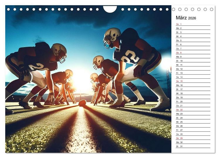 Produktbild: American Football - Durch KI-Technologie zum Leben erweckte Momente (Wandkalender 2026 DIN A4 quer), CALVENDO Monatskalender