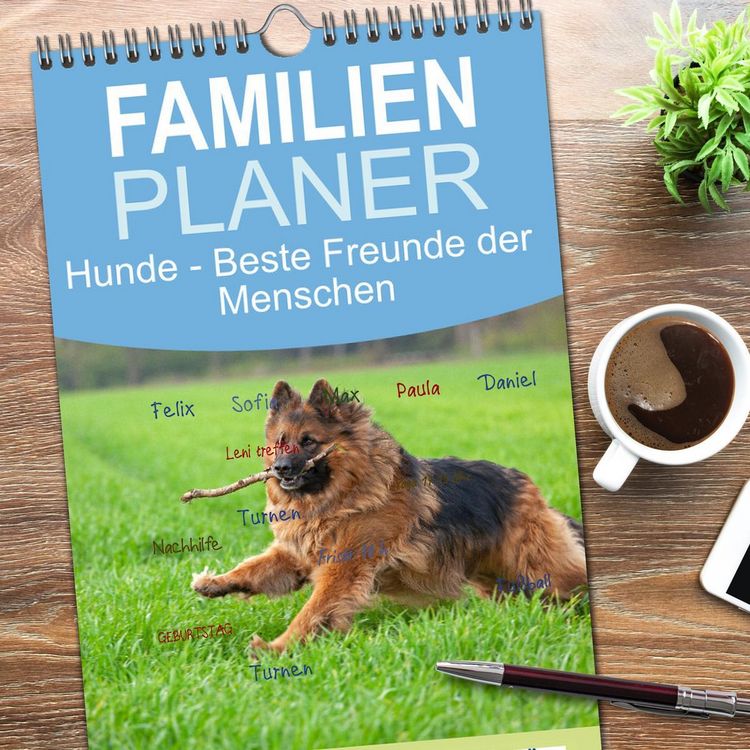 Produktbild: Familienplaner 2026 - Hunde - Beste Freunde der Menschen mit 5 Spalten (Wandkalender, 21 x 45 cm) CALVENDO