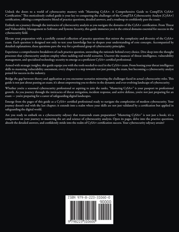 Produktbild: CompTIA CySA+ Certification The Ultimate Study Guide to Practice Questions With Answers and Master the Cybersecurity Analyst Exam