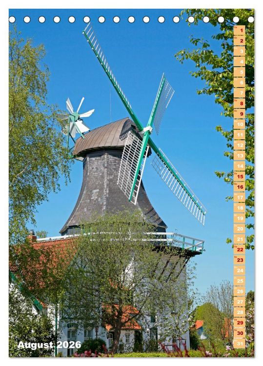 Produktbild: Deutschlands historische Windm&uuml;hlen (Tischkalender 2026 DIN A5 hoch), CALVENDO Monatskalender