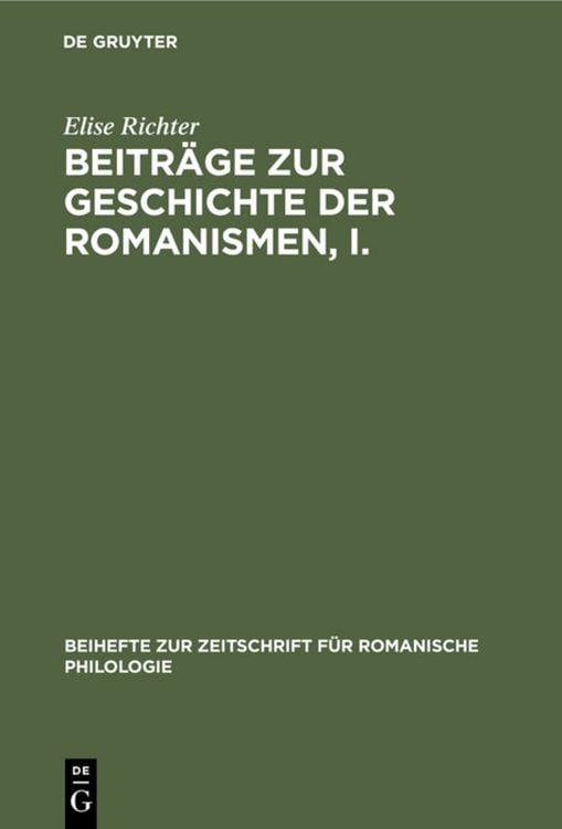 Produktbild: Beitr&auml;ge zur Geschichte der Romanismen, I.