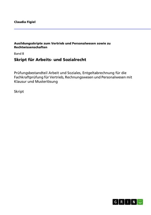 Produktbild: Skript f&uuml;r Arbeits- und Sozialrecht