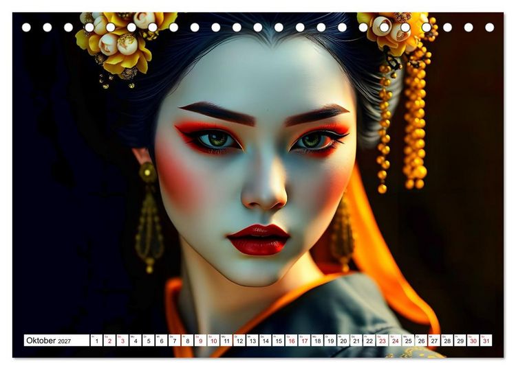 Produktbild: Dunkle Eleganz der Geishas (Tischkalender 2027 DIN A5 quer), CALVENDO Monatskalender