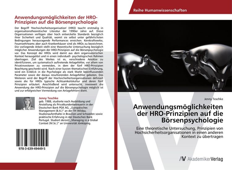 Produktbild: Anwendungsm&ouml;glichkeiten der HRO-Prinzipien auf die B&ouml;rsenpsychologie