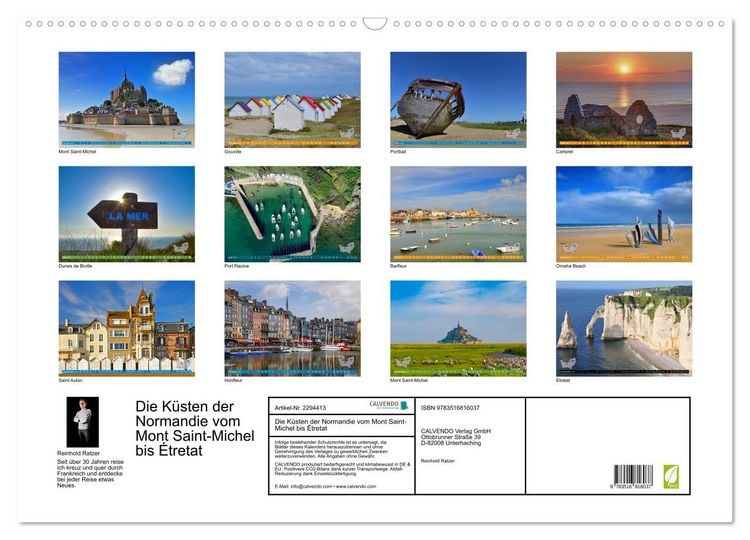Produktbild: Die K&uuml;sten der Normandie vom Mont Saint-Michel bis &Eacute;tretat (Wandkalender 2027 DIN A2 quer), CALVENDO Monatskalender