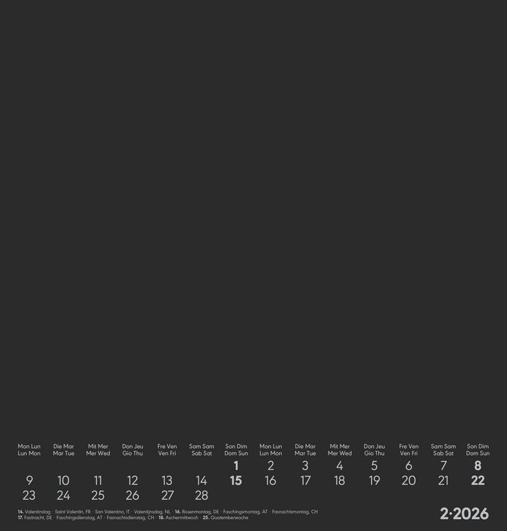 Produktbild: Kreativ-Kalender schwarz 2026 - 21x22 cm - Foto, Malen, Basteln - datiert - Kreativkalender - Foto-Kalender - Alpha Edition