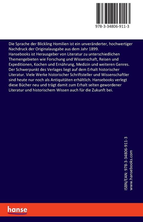 Produktbild: Die Sprache der Blickling Homilien